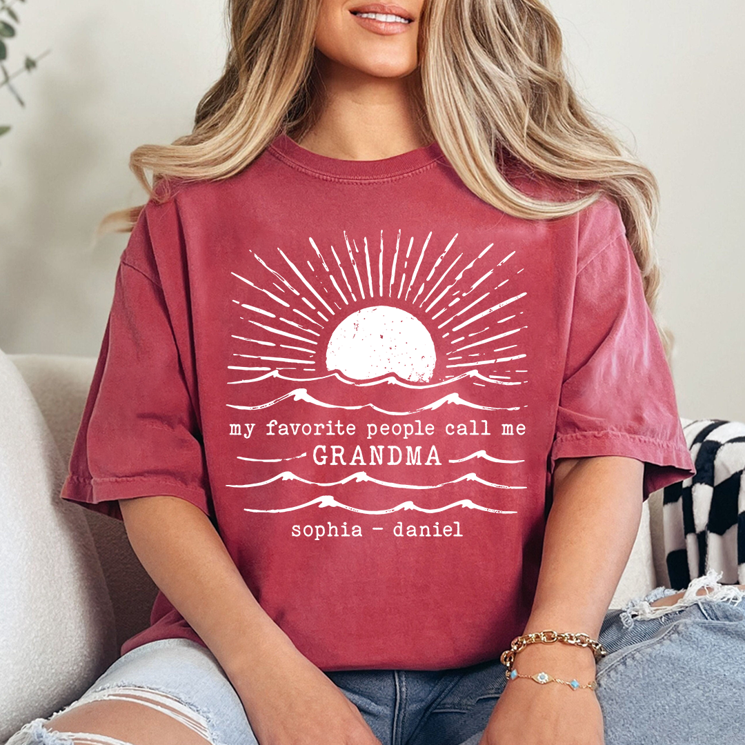 Personalized Grandma Beach Shirt, My Favorite People Call Me Grandma, Custom Grandkids Names Summer T Shirt, Grandma Gift