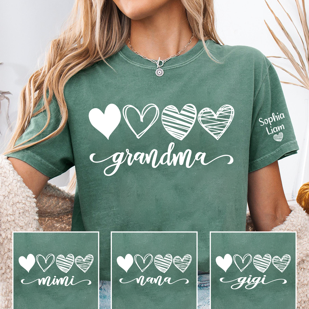 Grandma Script Shirt with Heart Design, Trendy Grandma T-Shirt for Birthday or Mother’s Day