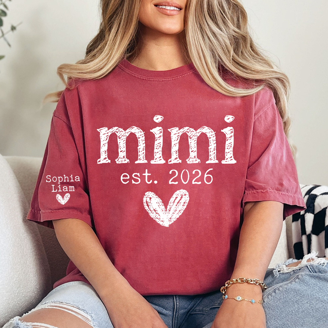 Mimi Est. 2026 Shirt, Personalized Mimi T Shirt, Custom Grandma Gift, Cute Heart Design for Mimi