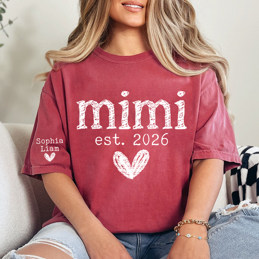 Mimi Est. 2026 Shirt, Personalized Mimi T Shirt, Custom Grandma Gift, Cute Heart Design for Mimi