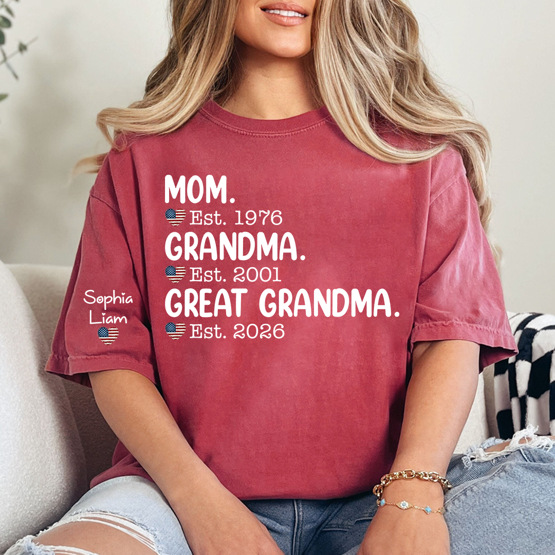 Mom Grandma Great Grandma T Shirt, Est Year Custom Shirt, Personalized Family Gift with Names, Meaningful Gift for Mother Grandmother