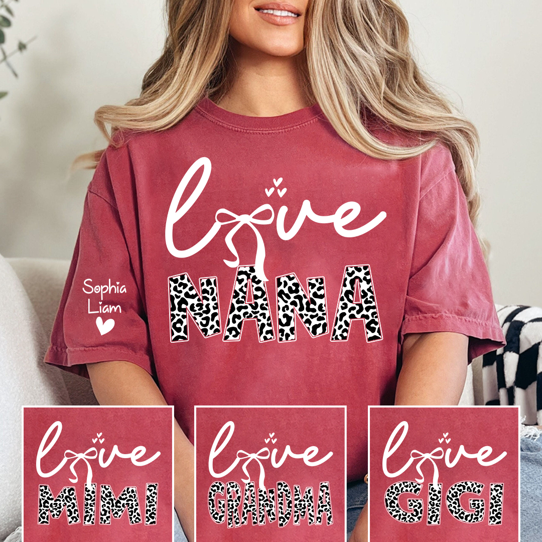 Love Nana Shirt, Cute Leopard Print Grandma Nickname T Shirt, Stylish Nana Apparel for Women, Meaningful Family Clothing