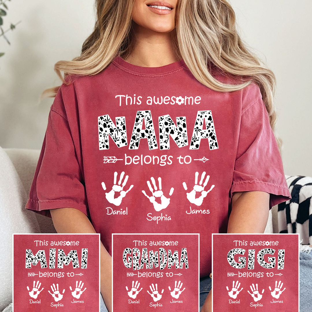 This Awesome Nana Belongs To Tee, Custom Grandma Shirt with Grandkids Names, Meaningful Family Gift