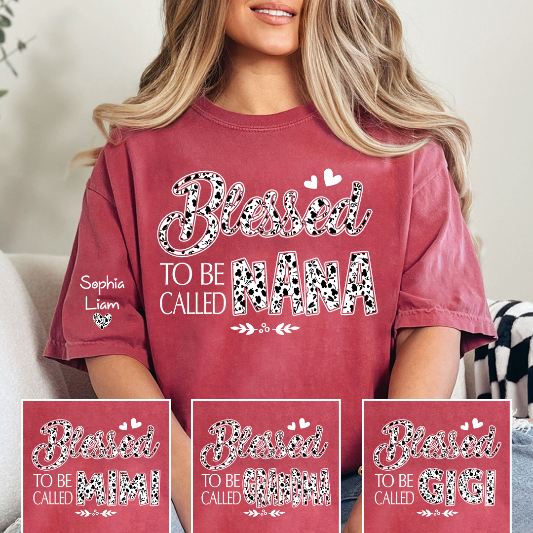 Personalized Blessed to Be Called Nana Shirt, Floral Nana Graphic T-Shirt, Gift for Grandma