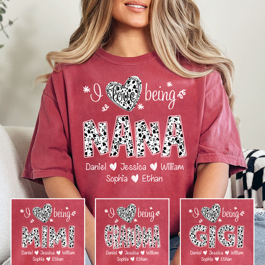 I Love Being Nana Shirt with Names, Floral Grandma Tee, Mother’s Day Gift for Nana