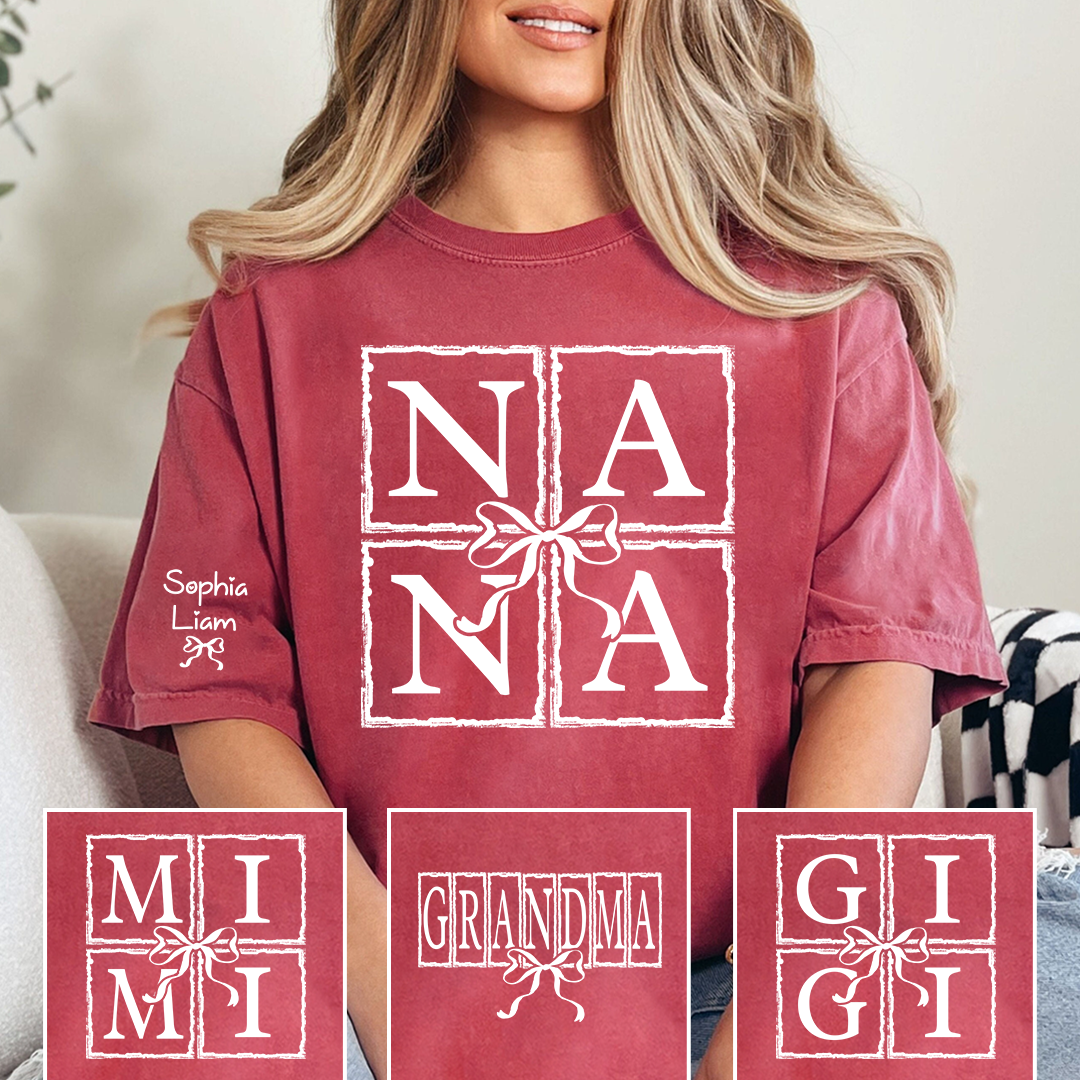 Nana Shirt with Bow Design, Personalized Nana T-Shirt for Women, Custom Grandmother Apparel, Family Role Clothing