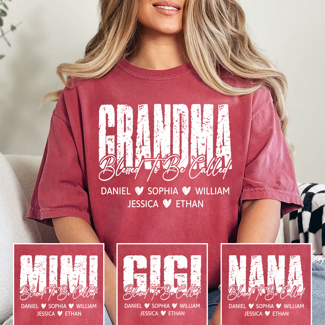 Blessed To Be Called Grandma Shirt, Custom Grandma Name T Shirt with Kids Names, Sentimental Family Apparel for Her