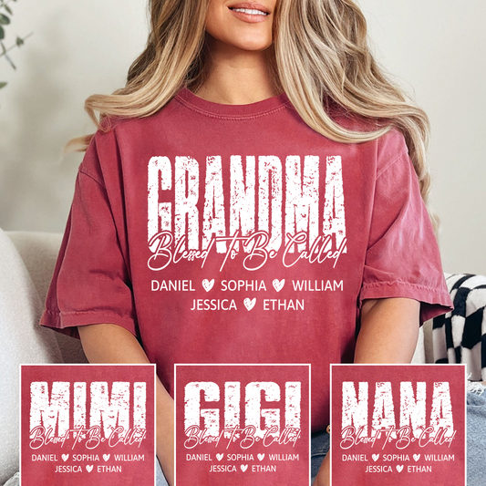 Blessed To Be Called Grandma Shirt, Custom Grandma Name T Shirt with Kids Names, Sentimental Family Apparel for Her