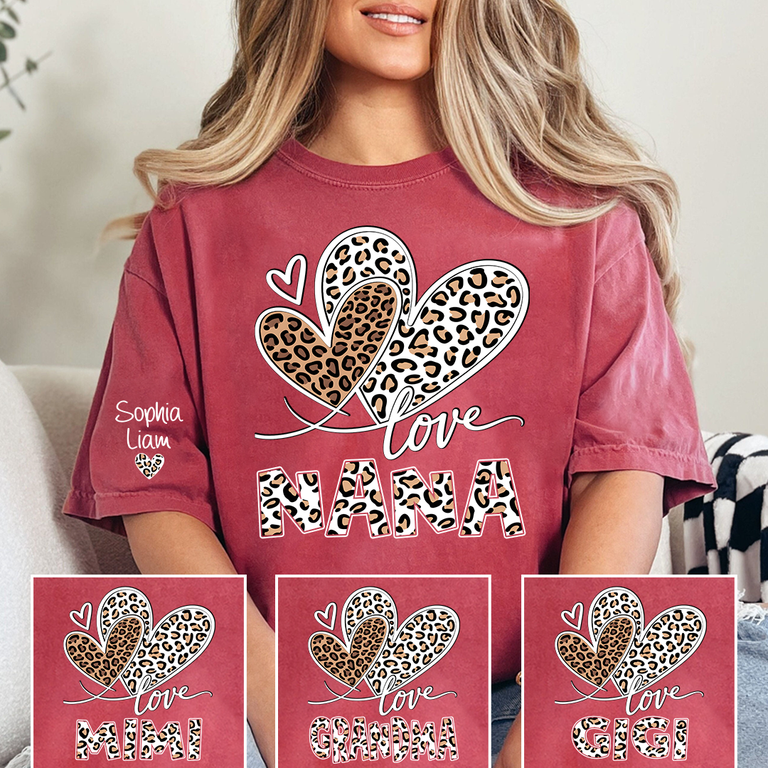Leopard Love Nana Shirt, Grandma T Shirt with Heart Design, Meaningful Gift for Nana