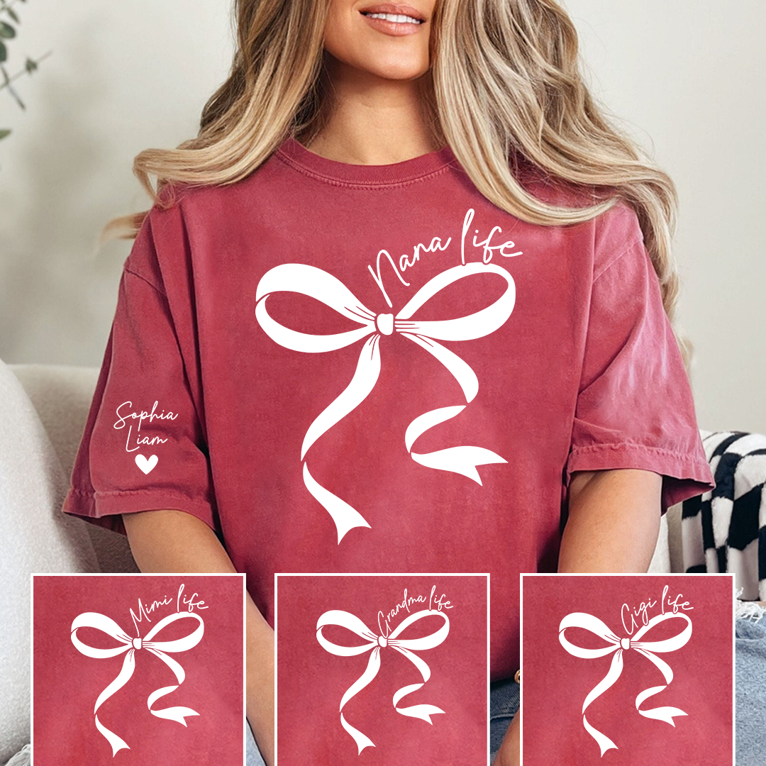 Personalized Nana Life Shirt, Custom T-Shirt with Bow Design, Meaningful Family Gift for Nana