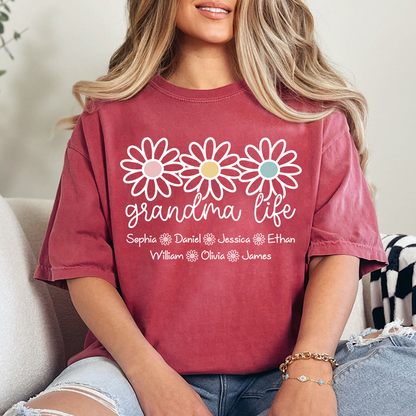 Personalized Grandma Life Shirt with Grandkids Names, Custom Daisy Grandma T-Shirt, Gift for Grandma