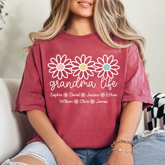 Personalized Grandma Life Shirt with Grandkids Names, Custom Daisy Grandma T-Shirt, Gift for Grandma
