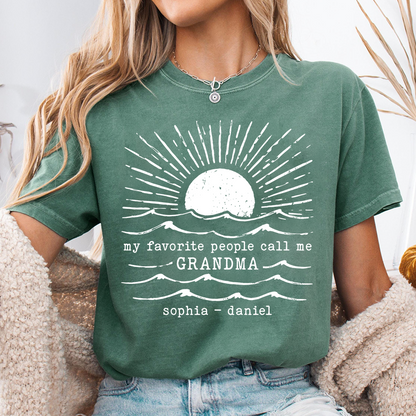 Personalized Grandma Beach Shirt, My Favorite People Call Me Grandma, Custom Grandkids Names Summer T Shirt, Grandma Gift