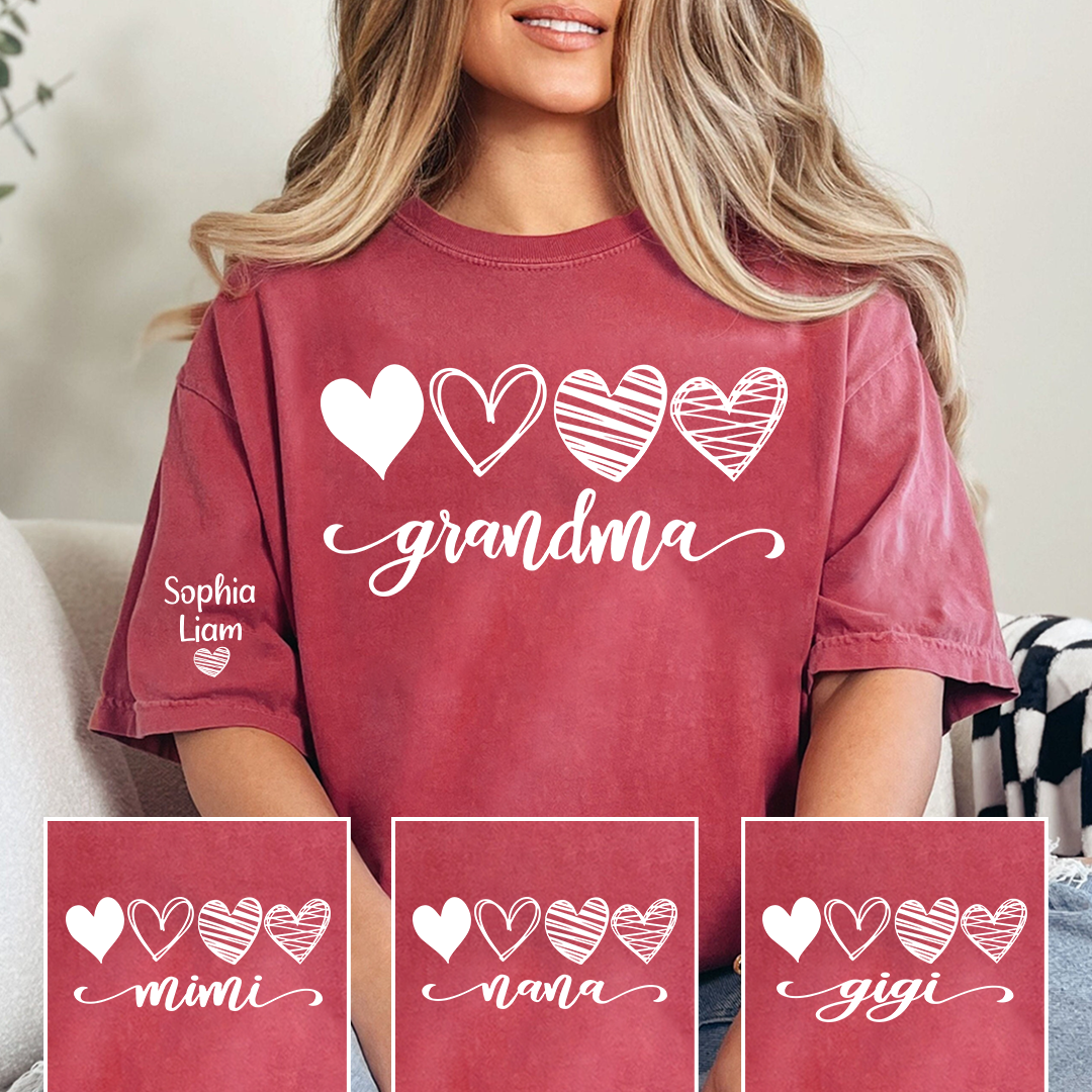 Grandma Script Shirt with Heart Design, Trendy Grandma T-Shirt for Birthday or Mother’s Day