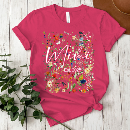 Custom Mimi Est Flower Shirt, Personalized Nickname And Grandkids, Gift For Mother's Day