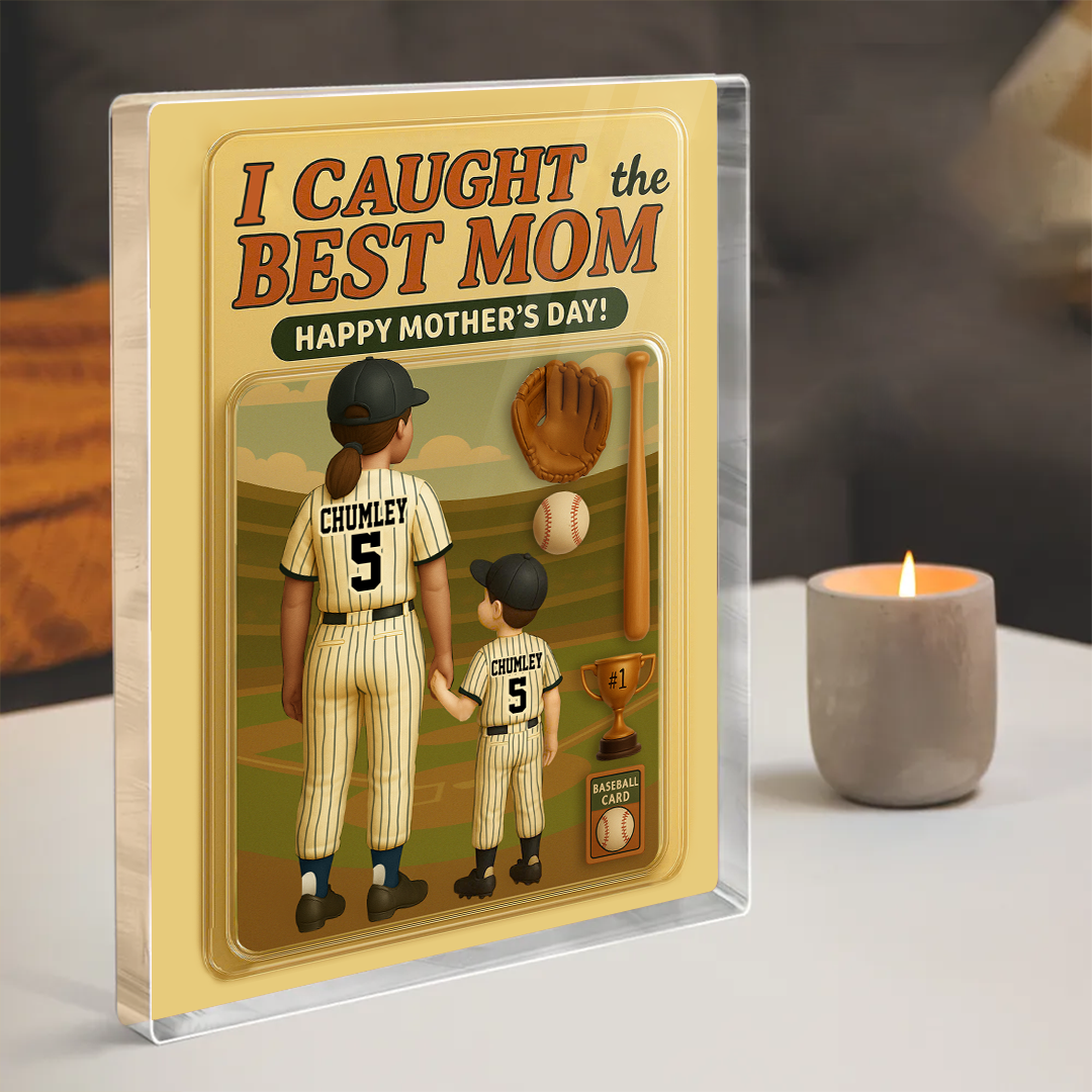I Caught The Best Mom Happy Mothers Day Personalize Mom And Daughter Acrylic Block