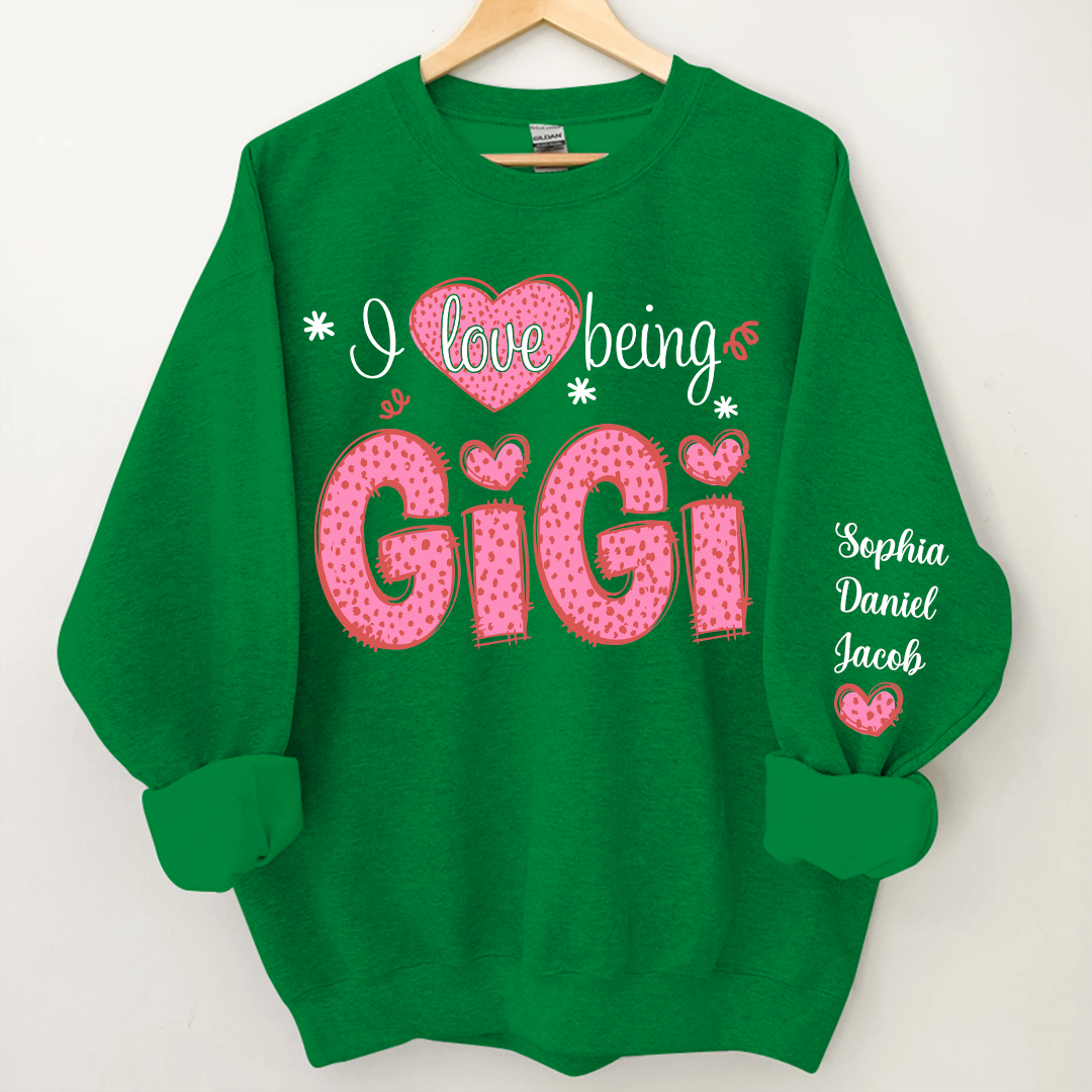 I Love Being Gigi Valentine Pink Heart Sweatshirt