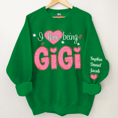 I Love Being Gigi Valentine Pink Heart Sweatshirt