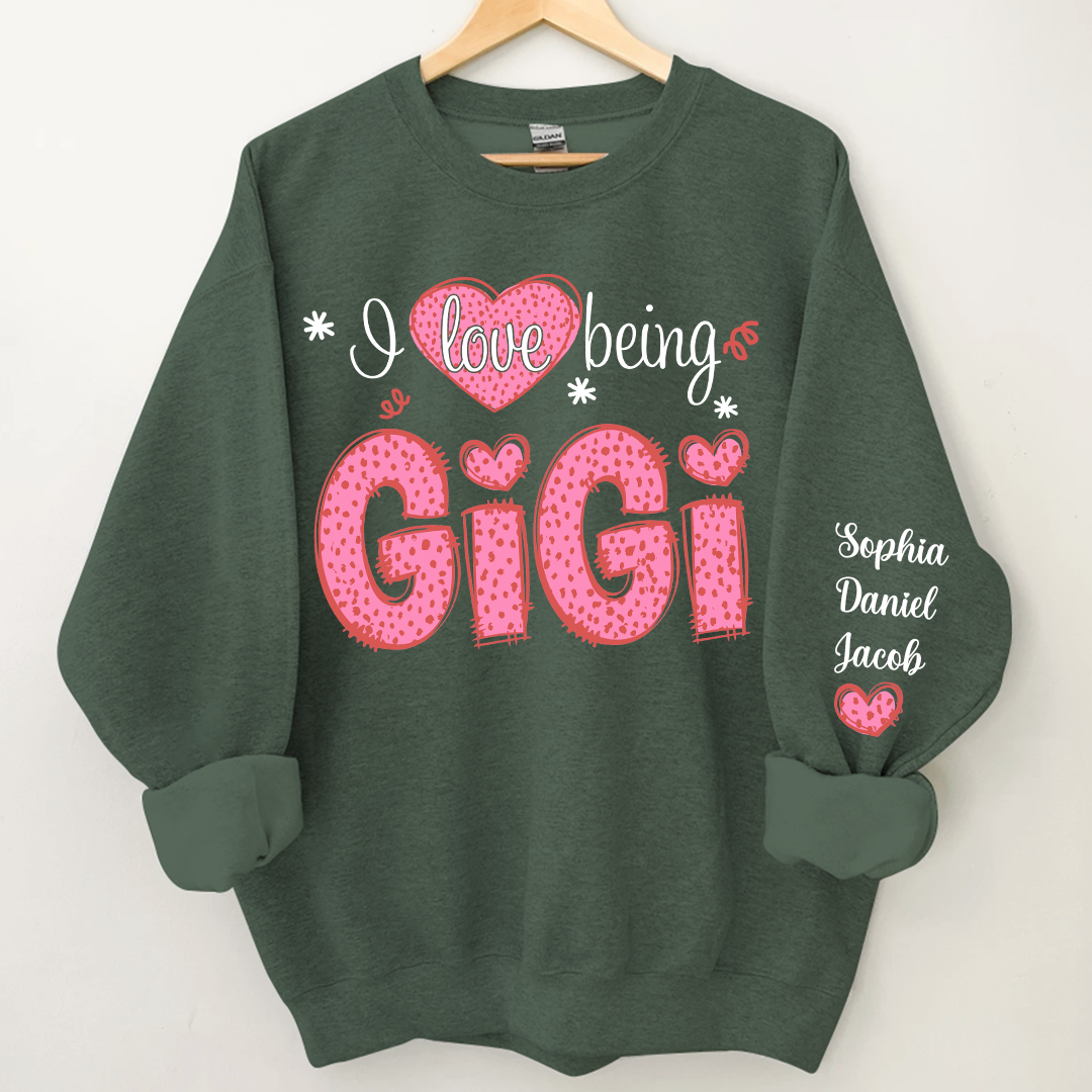 I Love Being Gigi Valentine Pink Heart Sweatshirt