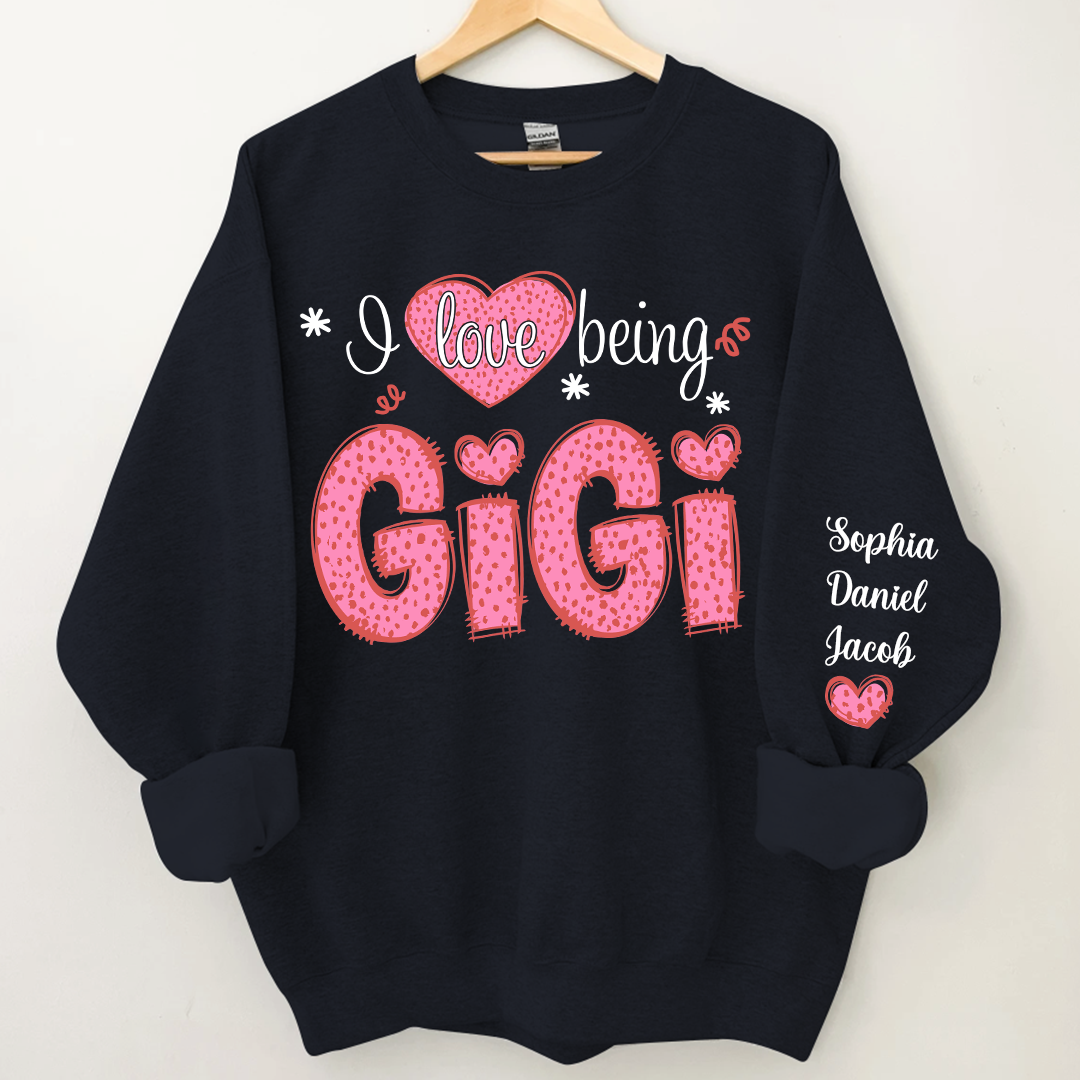 I Love Being Gigi Valentine Pink Heart Sweatshirt