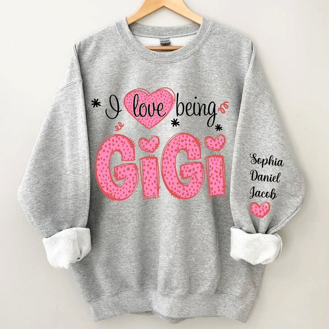 I Love Being Gigi Valentine Pink Heart Sweatshirt