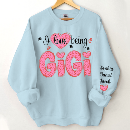 I Love Being Gigi Valentine Pink Heart Sweatshirt