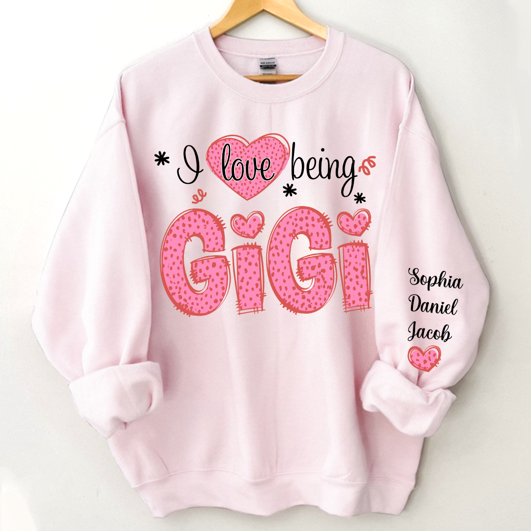 I Love Being Gigi Valentine Pink Heart Sweatshirt