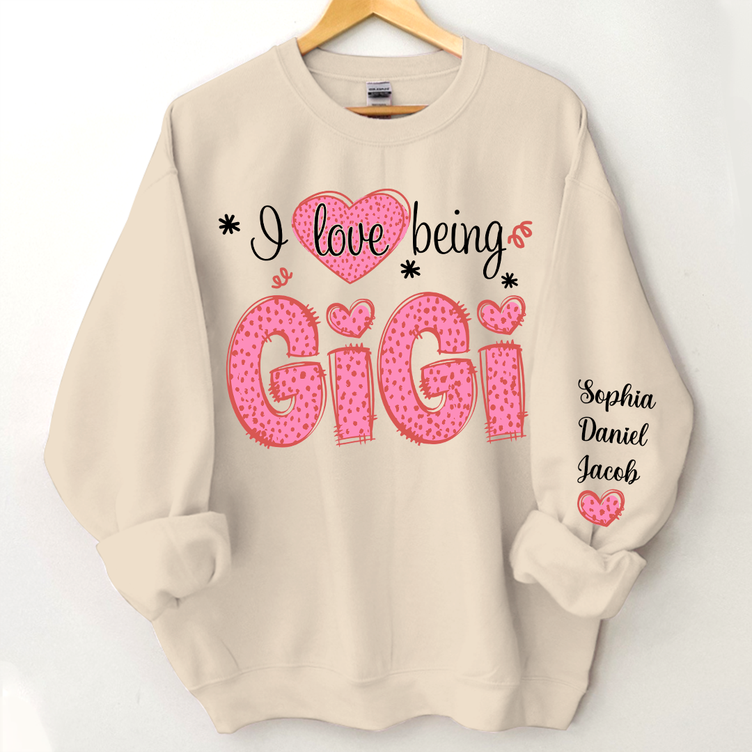 I Love Being Gigi Valentine Pink Heart Sweatshirt