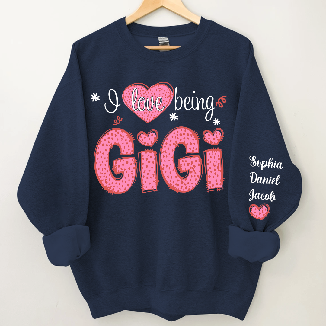 I Love Being Gigi Valentine Pink Heart Sweatshirt