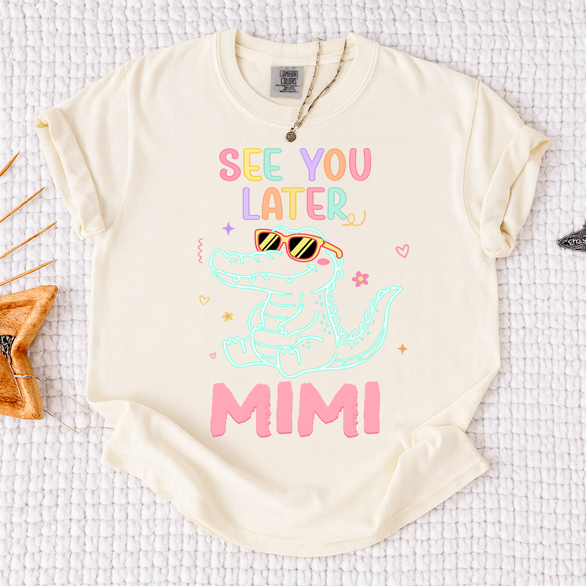 Comfort Colors® Personalized See You Later Mimi Cute Alligator Grandma Shirt, Custom Grandma Beach Shirt, Ocean Vacation Gift for Mimi Nana Gigi, Birthday Mothers Day Shirt