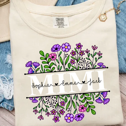 Comfort Colors® Mimi Wildflower And Grandkids Shirt Gift for Grandma, Mother's Day