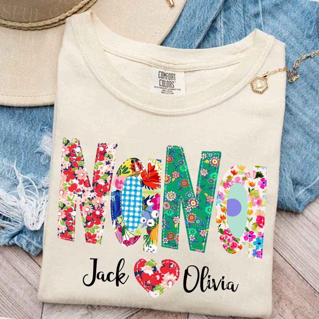 Comfort Colors® Nana Art Trend Print 2025 T-Shirt, Custom Grandma With Grandkids Shirt