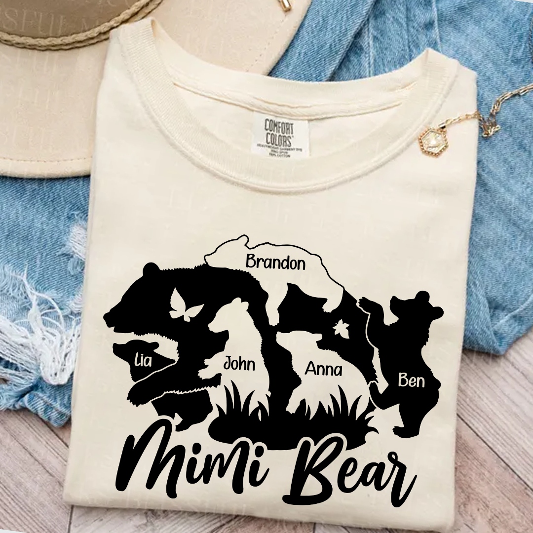 Comfort Colors® Mimi Bear Cute T-Shirt, Custom Grandma With Grandkids, Gift for Grandma Shirt