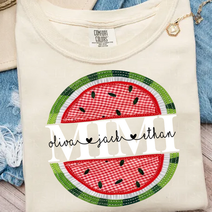 Comfort Colors® Mimi Patchwork Watermelon, Custom Mimi Gift for Grandma, Family Love