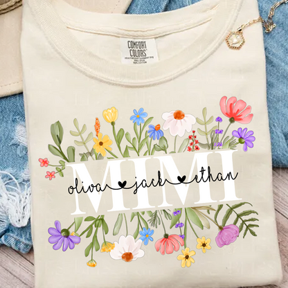 Mimi Wildflower Watercolor And Grandkids Gift For Grandma Comfort Colors® Shirt