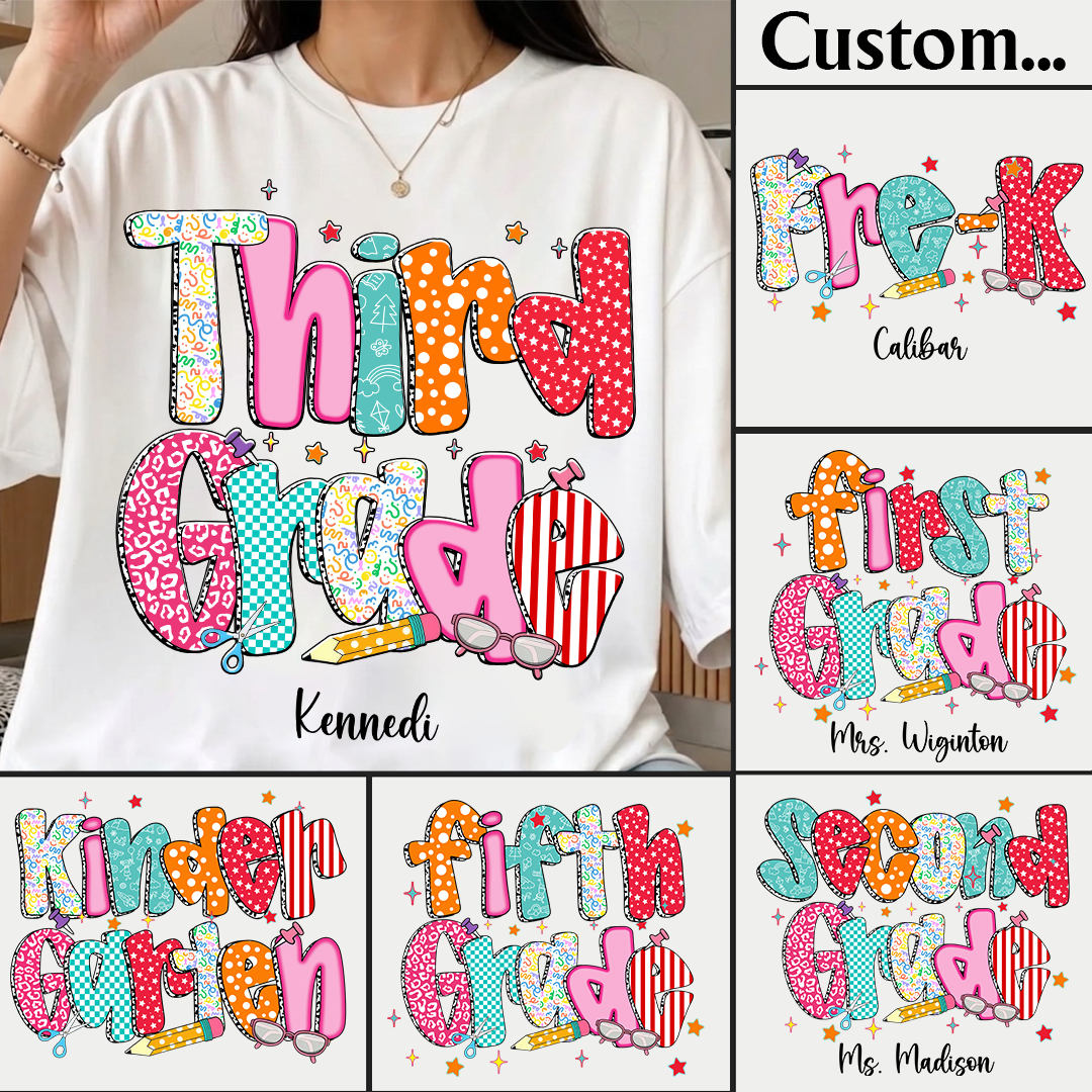 Kindergarten to 3rd Grade Teachers on the First Day Preppy Style Back to School Shirt