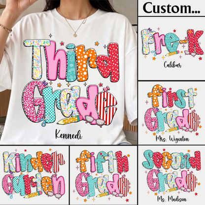 Kindergarten to 3rd Grade Teachers on the First Day Preppy Style Back to School Shirt