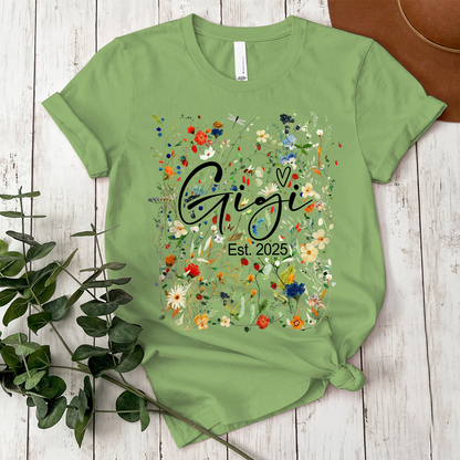 Custom Mimi Est Flower Shirt, Personalized Nickname And Grandkids, Gift For Mother's Day