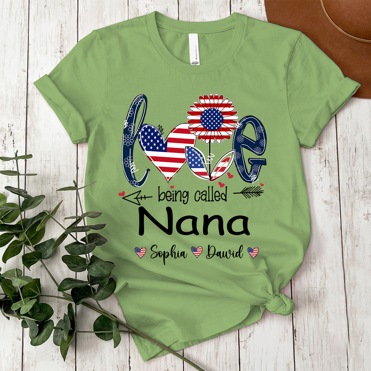 Custom Love Being Grandma USA Shirt, Personalized Nickname And Grandkids