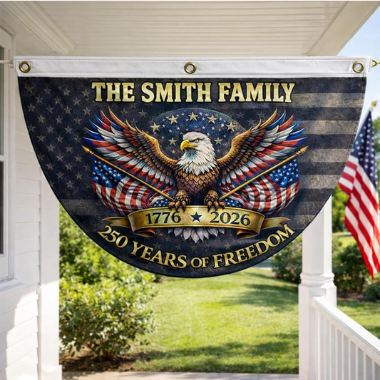 LaPersonalized 250th Anniversary Flag with Family Name Custom Semiquincentennial 1776-2026 Patriotic Outdoor Banner Patriotic Independence Decor
