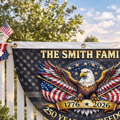 LaPersonalized 250th Anniversary Flag with Family Name Custom Semiquincentennial 1776-2026 Patriotic Outdoor Banner Patriotic Independence Decor