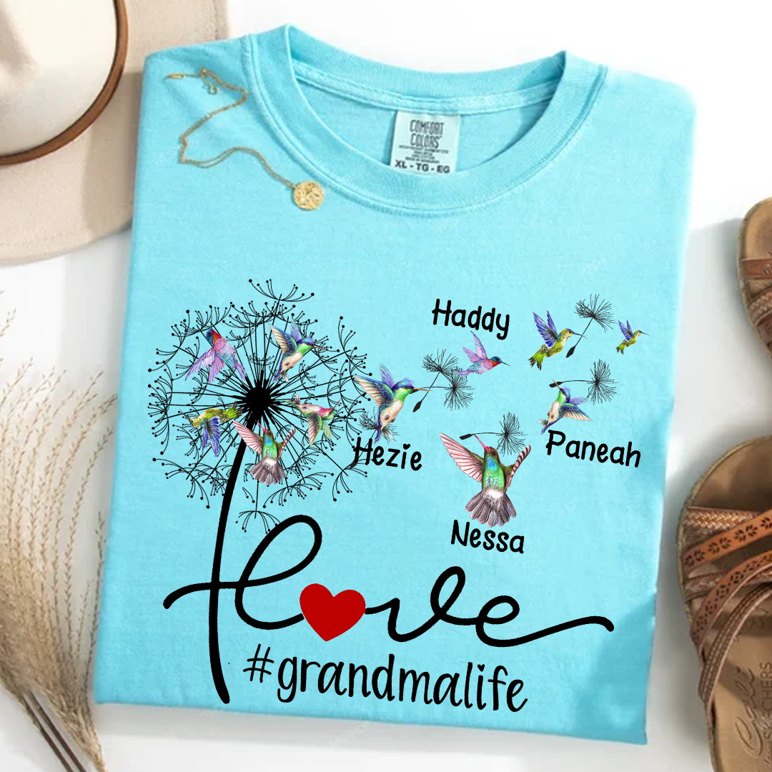 Comfort Colors® Love Grandma life with Grandkids Hummingbird Shirt, Gift For Grandma T-Shirt