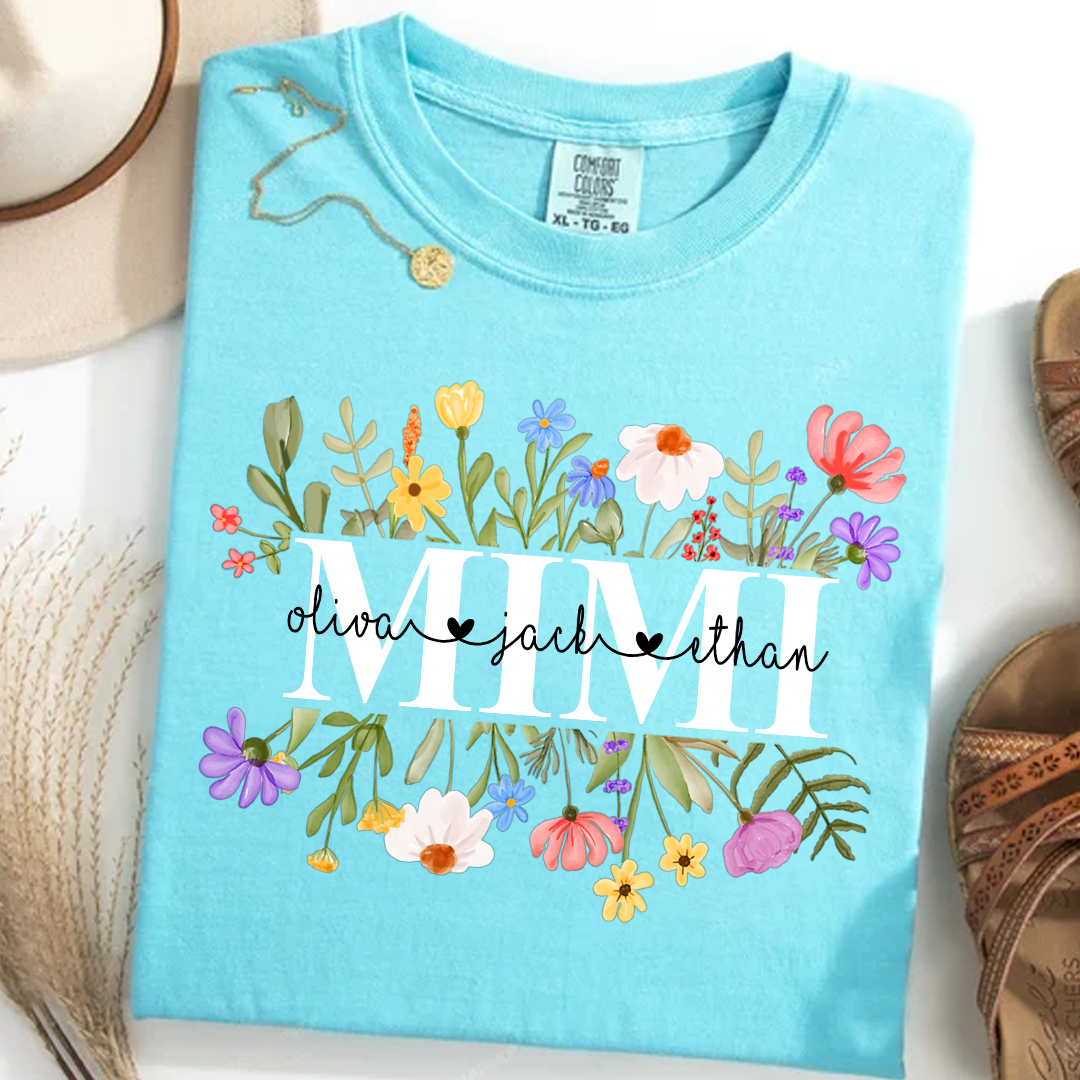 Mimi Wildflower Watercolor And Grandkids Gift For Grandma Comfort Colors® Shirt