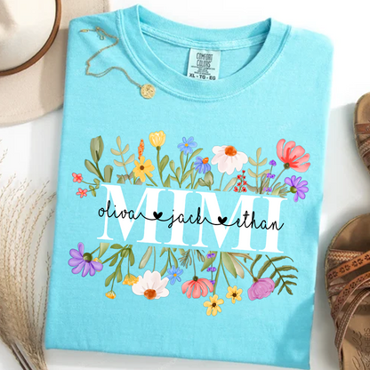 Mimi Wildflower Watercolor And Grandkids Gift For Grandma Comfort Colors® Shirt