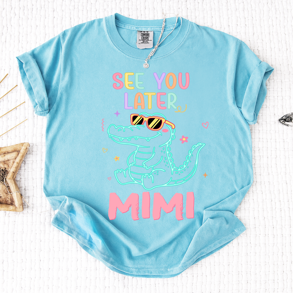 Comfort Colors® Personalized See You Later Mimi Cute Alligator Grandma Shirt, Custom Grandma Beach Shirt, Ocean Vacation Gift for Mimi Nana Gigi, Birthday Mothers Day Shirt
