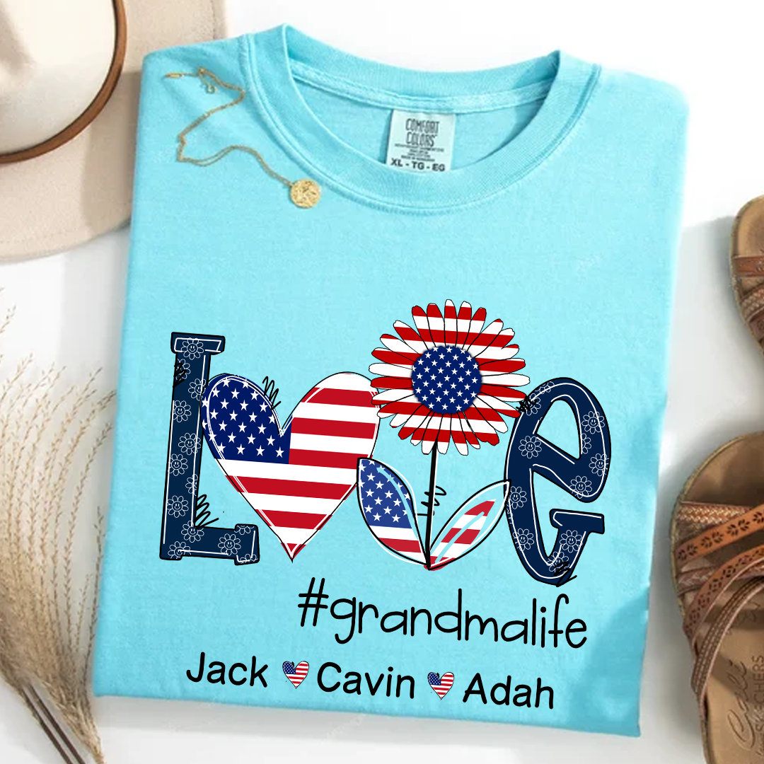 Comfort Colors® Love Grandma Life Usa, Custom Mom, Grandma With Grandkids, Gift for Grandma