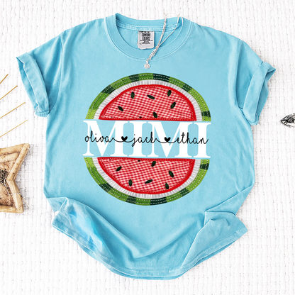 Comfort Colors® Mimi Patchwork Watermelon, Custom Mimi Gift for Grandma, Family Love