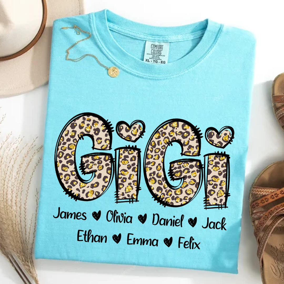 Comfort Colors® Gigi Leopard Trend Shirt, Custom Grandma With Grandkids, Gift for Grandma