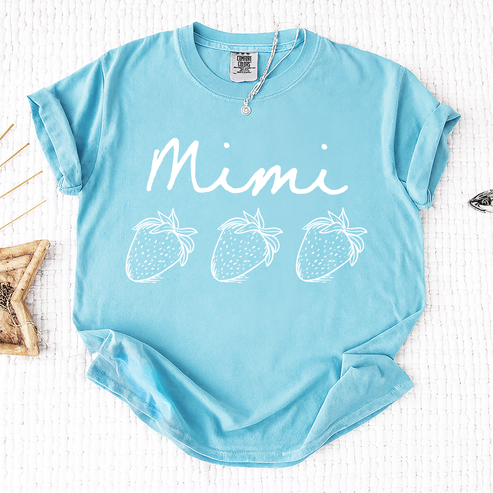 Comfort Colors® Personalized Mimi Strawberry Shirt, Custom Grandma Name Shirt with Kids Names, Cute Strawberry Family T-Shirt