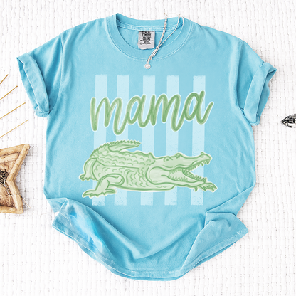 Comfort Colors® Personalized Mama Crocodile Shirt, Custom Mom Mom Life Shirt, Cute Alligator Mama Tee, Mother’s Day Birthday Gift for Mom, Family Name Shirt
